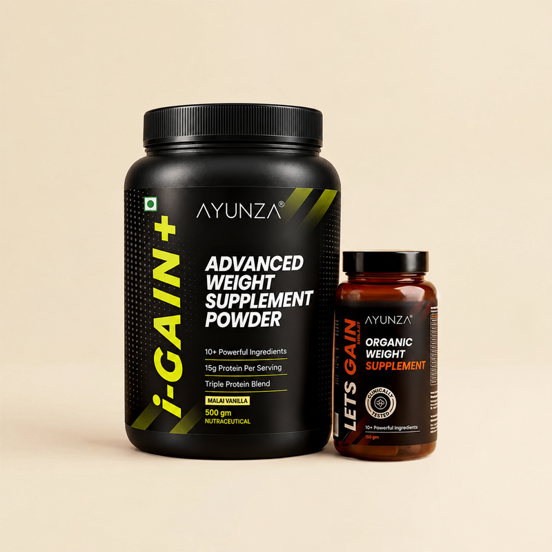 AYUNZA i-Gain+ Powder and Lets Gain | Weight Gain Combo