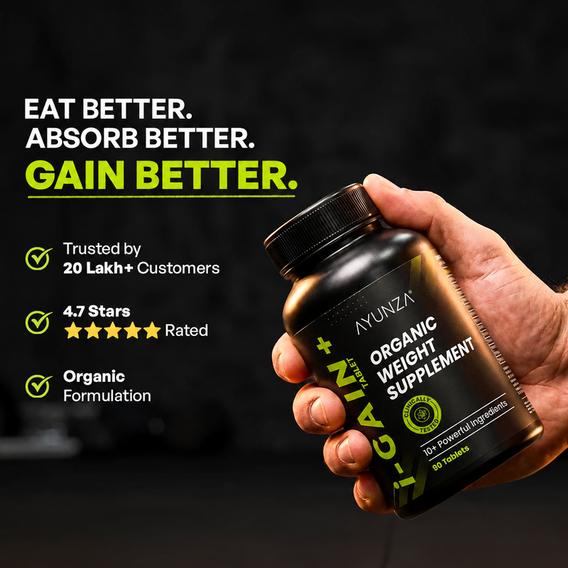 AYUNZA i-Gain+ Tablets & Weight Gain Powder | With Free T-Shirt
