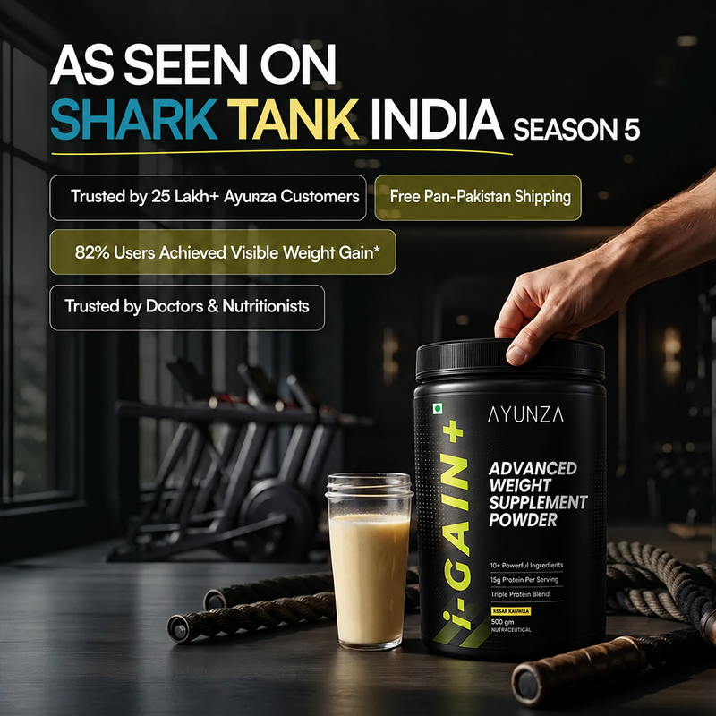 AYUNZA i-Gain+ Tablets & Weight Gain Powder | With Free T-Shirt