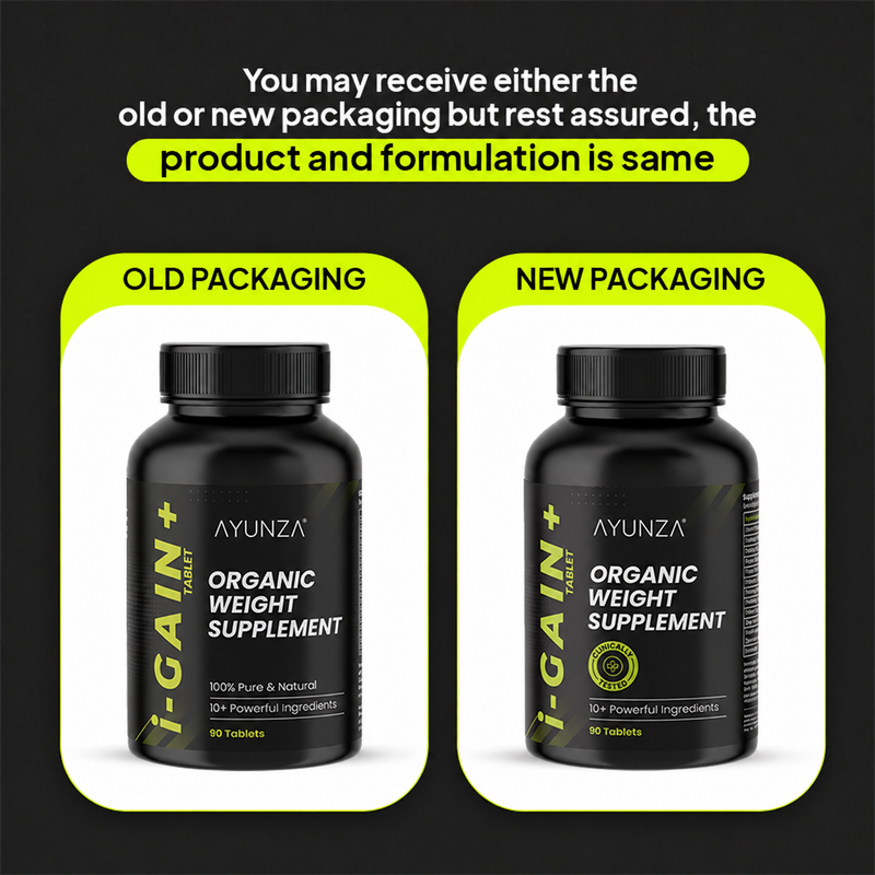 AYUNZA i-Gain+ Tablets & Weight Gain Powder | With Free T-Shirt