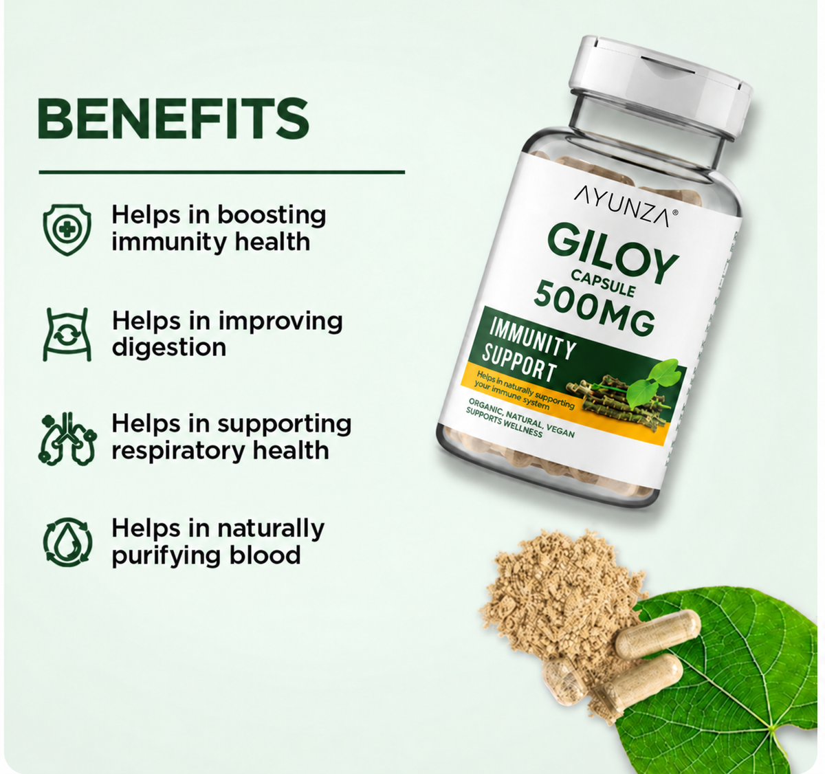AYUNZA Giloy Capsules | 500mg